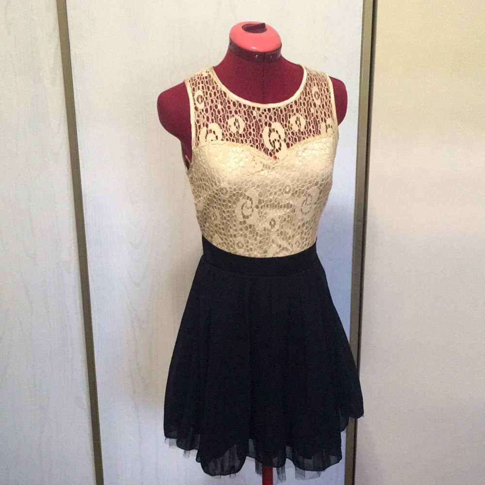 Little Mistress Two tone Dress Beige and Black